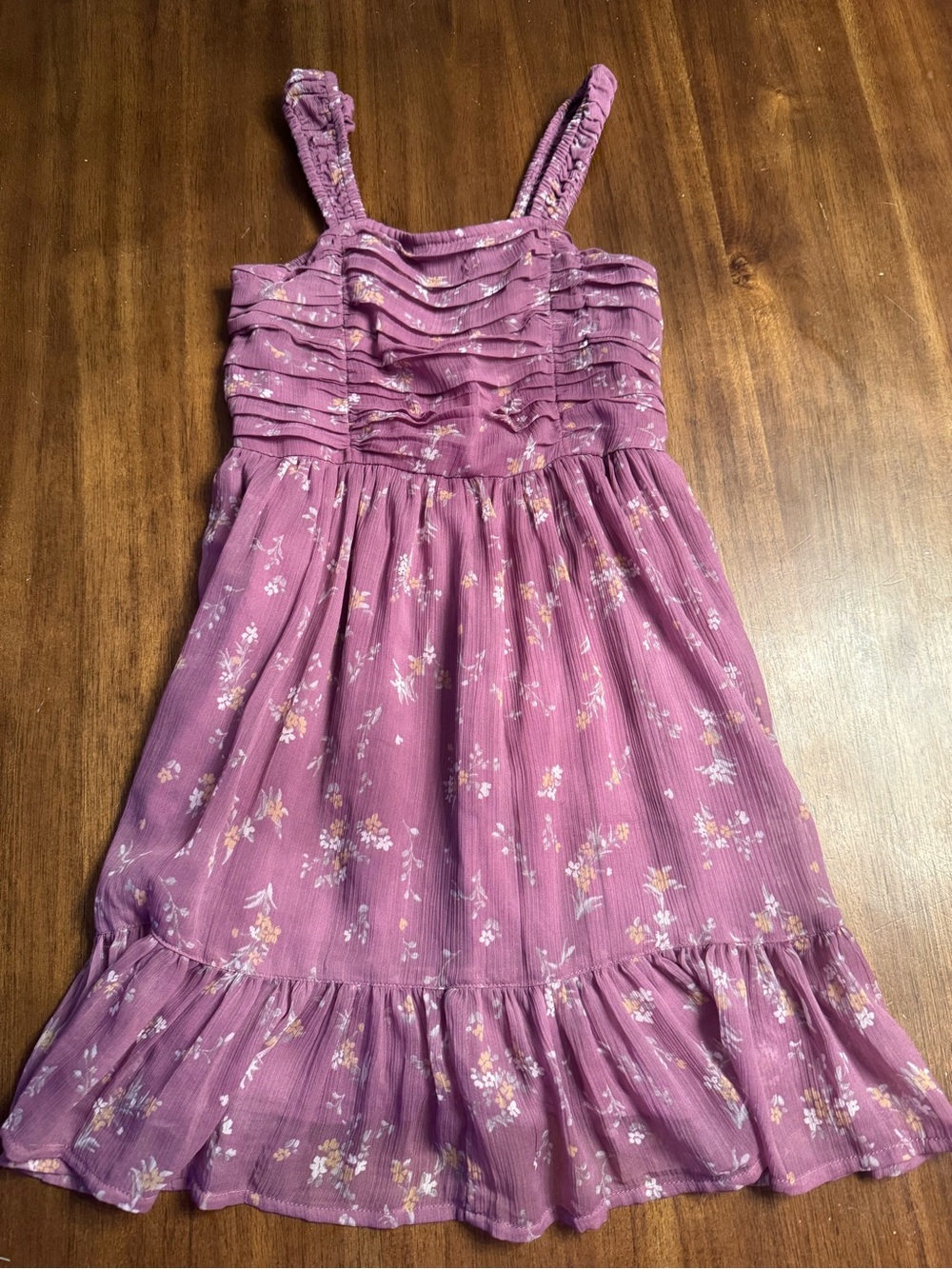 Girls' Mauve Floral Ruffled Sundress